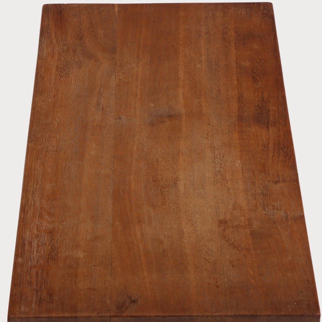 Wood French Brutalist Style Carved Oak Table, C 1930 For Sale - Image 7 of 7