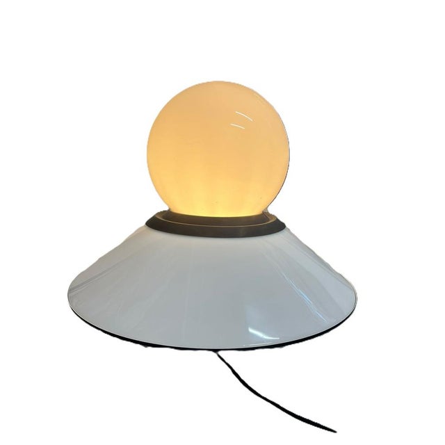 Space Age Double Light Lamp in Glass and Steel, 1970s For Sale - Image 3 of 18