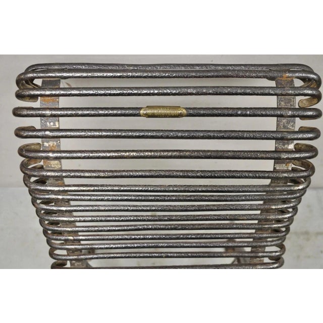 Antique Sauveur Arras French Wrought Cast Iron Spine Scrolling Garden Side Chair For Sale - Image 4 of 12