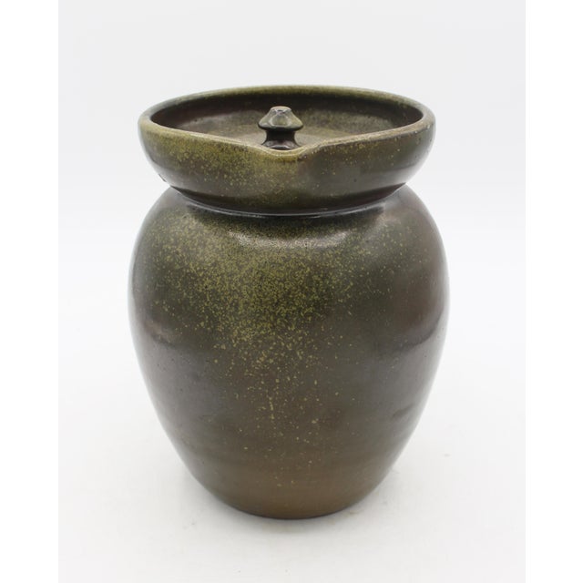 Mid-Century Modern 1960-1972 American Ben Owen Master Potter Stamped Lidded Pitcher For Sale - Image 3 of 9
