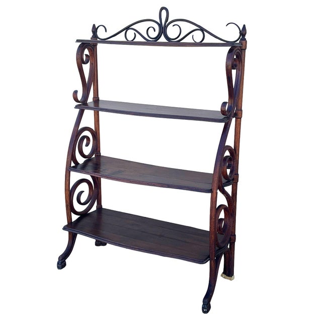Late Victorian stem bent oak number .02 Waterfall Étagère display shelf by Gebrüder Thonet features an elegant, sculptural...