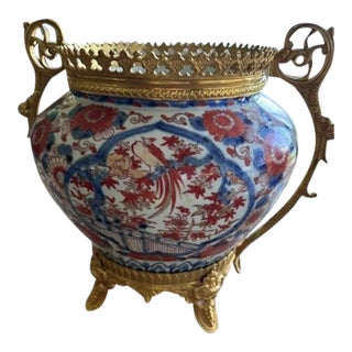 Antique Japanese Imari Porcelain Jardiniere For Sale