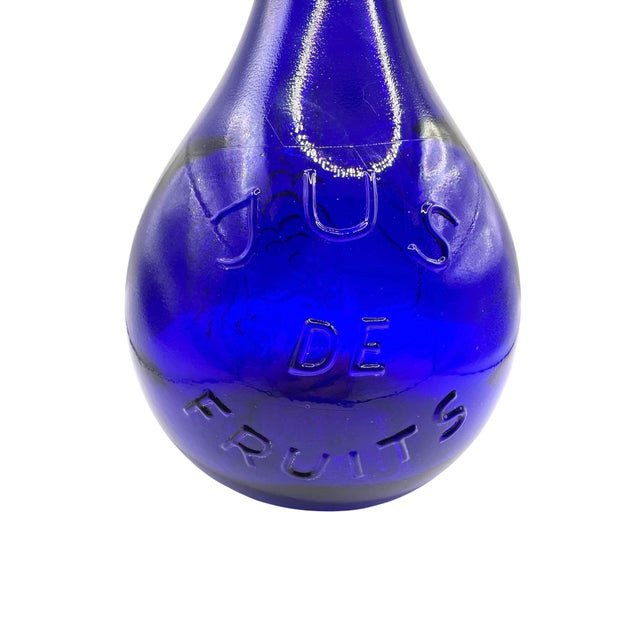Vintage Italian Casadis Milano Cobalt Blue "Jus De Fruits" Glass Jug For Sale - Image 11 of 12