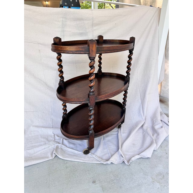 Antique English Barley Twist Tea Cart For Sale In Nashville - Image 6 of 12