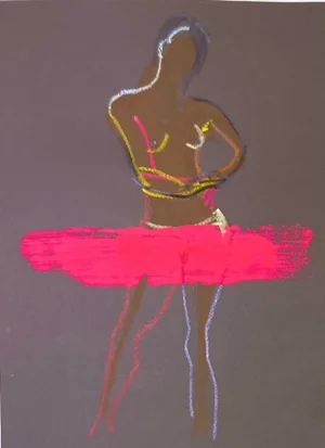 Hidden From View #6 Gesture Figurative Mixed Media Painting on Paper