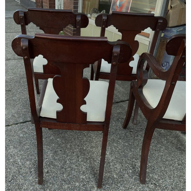 Wood Regency Dining Chairs With Scrolled Arm - Set of 6 For Sale - Image 7 of 12