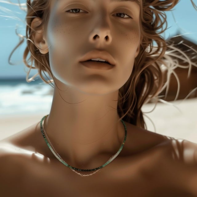 Birthstone May Emerald Ombre Necklace 14k Gold II - Bombyx House For Sale In New York - Image 6 of 7