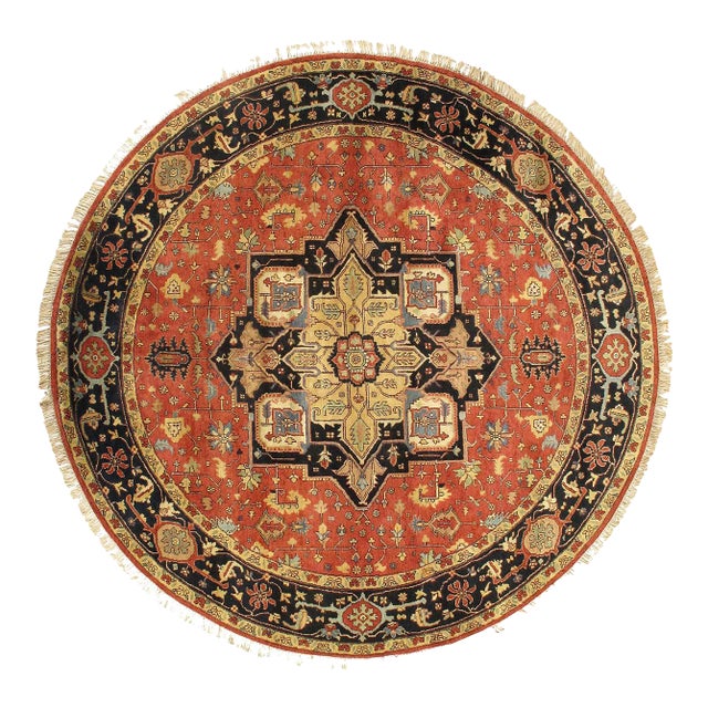 Pasargad DC Fine Hand Knotted Persian Serapi Design Round Rug For Sale