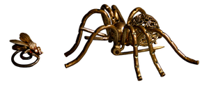 Brass Spider and Fly, 1940s, Set of 2