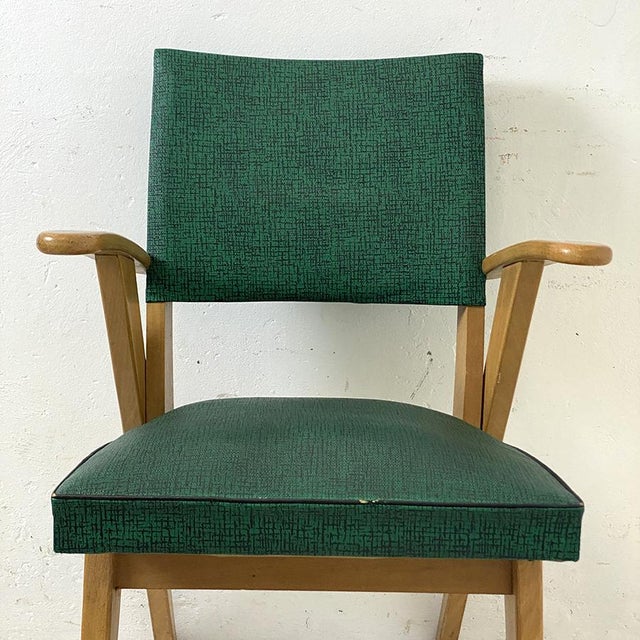 Forest Green Vintage Armchair in Beech, 1960s For Sale - Image 8 of 10
