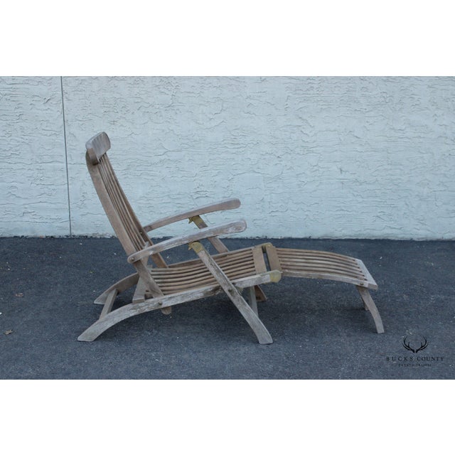 Traditional Teak Wood Outdoor Patio Lounge Chair | Chairish