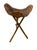 Wood Vintage 1960s Mexican Brown Leather Tripod Folding Stool For Sale - Image 7 of 8