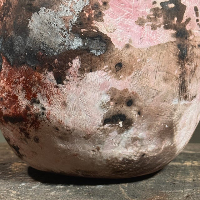Ceramic Vintage Abstract Expressionist Raku Fired Hand Built Ceramic Vessel For Sale - Image 7 of 9