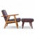 Brown Hans Wegner for Getama Ge-290 Mid Century Danish Teak High Back Lounge Chairs - Pair With Ottoman For Sale - Image 8 of 11