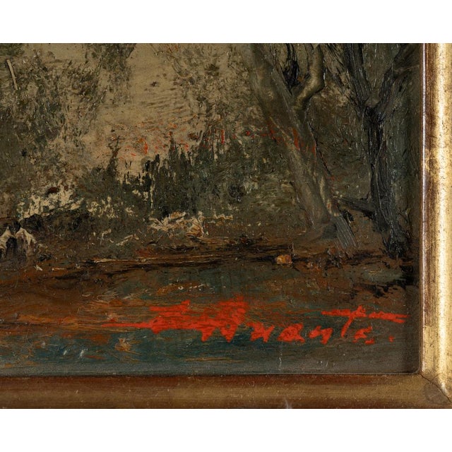 Dimensions without frame: 7 x 11 x 0,5 cm. Signed "E. Briante" in the lower right corner. This atmospheric landscape...