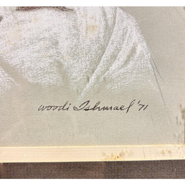 Mid-Century Modern 1971 Woodi Ishmael Signed Original Pastel Portrait of a Man For Sale - Image 3 of 14