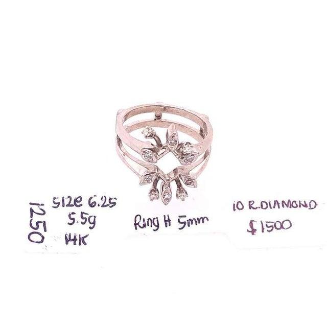 Antique White 14 Karat White Gold Interlocking Engagement Ring Guard For Sale - Image 8 of 8