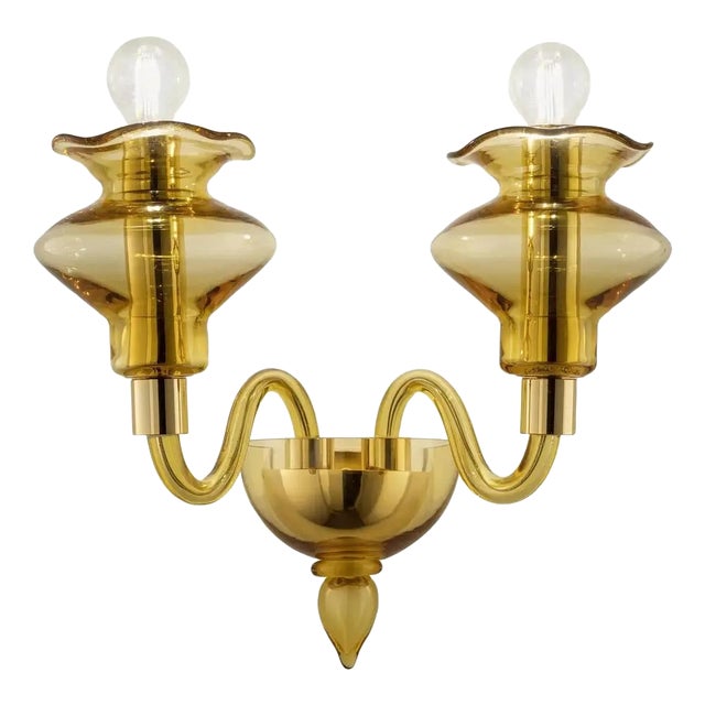 Amber Murano Glass Sconce with Linear Design by Simoeng for Simoeng For Sale
