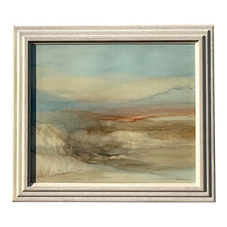 Vintage Boho Original Oil Landscape Painting on Canvas For Sale