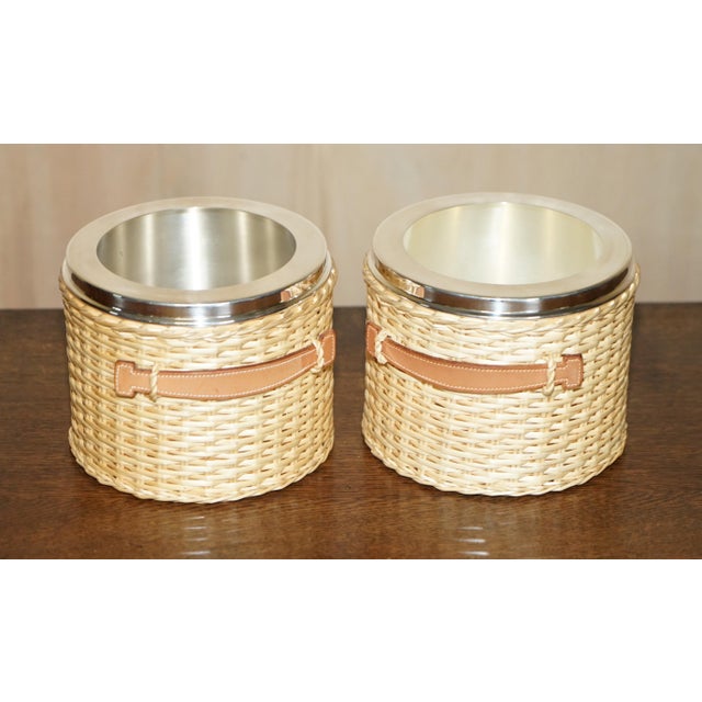 Lady De Rothschild's Wicker & Chrome Farming Picnic Set from Hermes Paris, Set of 6 For Sale - Image 17 of 18