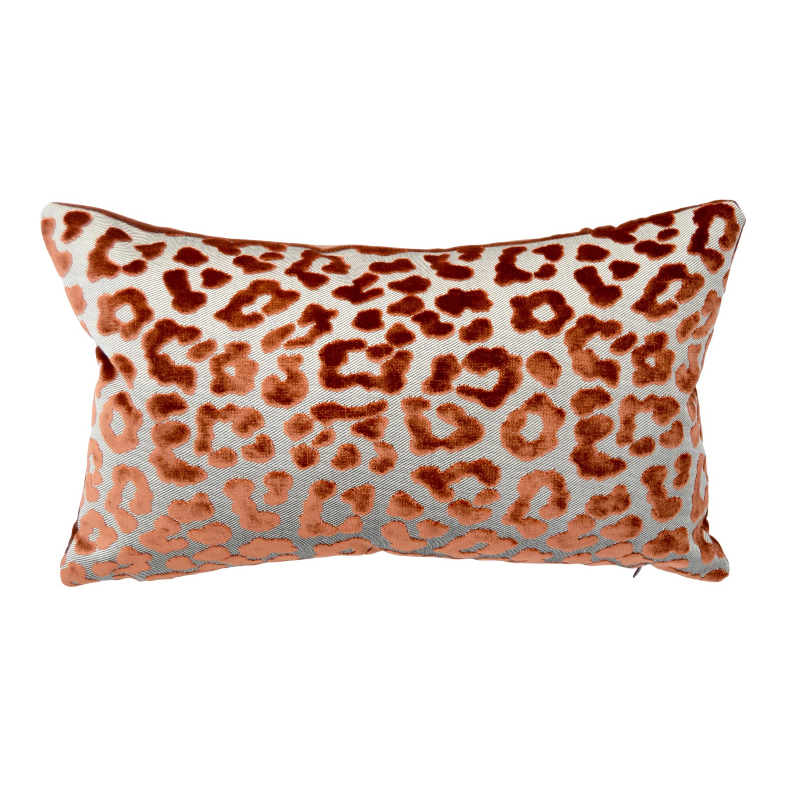 Contemporary FirmaMenta Burnt Orange Leopard Velvet Lumbar Pillow