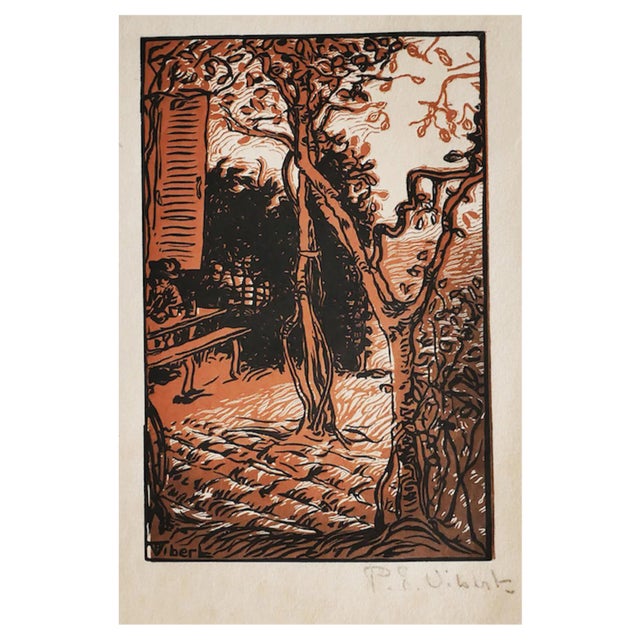 Pierre-Eugène Vibert, Forest, Woodcut Print on Paper, 20th Century For Sale