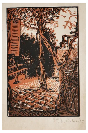 Pierre-Eugène Vibert, Forest, Woodcut Print on Paper, 20th Century