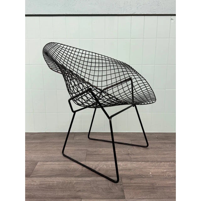 Black Black Metal Armchair in the style of Harry Bertoia for Knoll Inc. / Knoll International, 1970s For Sale - Image 8 of 18