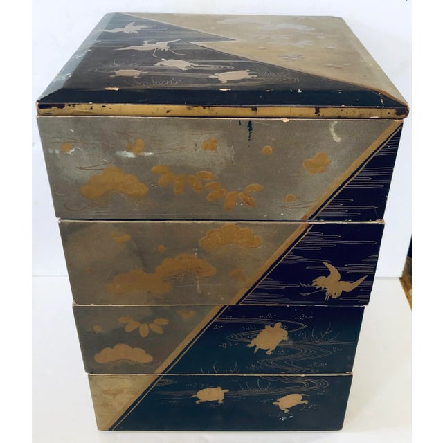 Japanese Japanese Lacquer Maki-E Stacking Boxes For Sale - Image 3 of 11