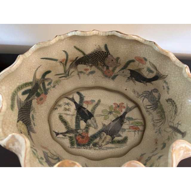 Gold Asian Cachepot and Wood Base For Sale In West Palm - Image 6 of 10