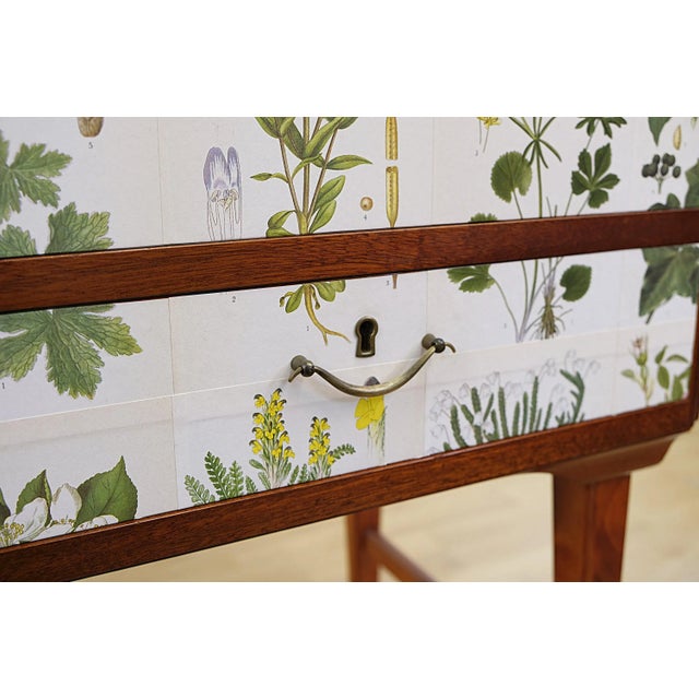 Wood Swedish Modern Cabinet with Illustrations by Cam Lindman, 1940s For Sale - Image 7 of 8