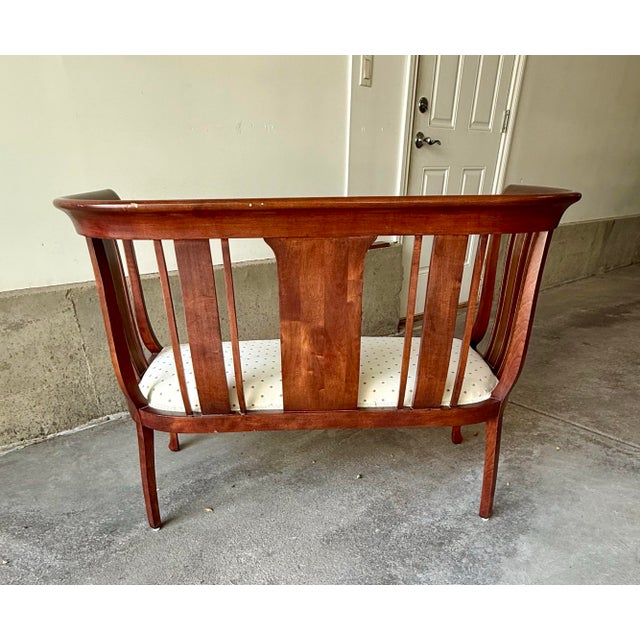 Antique Mahogany Inlaid Settee – Circa 1890s Marquetry & Mother of Pearl For Sale - Image 4 of 7