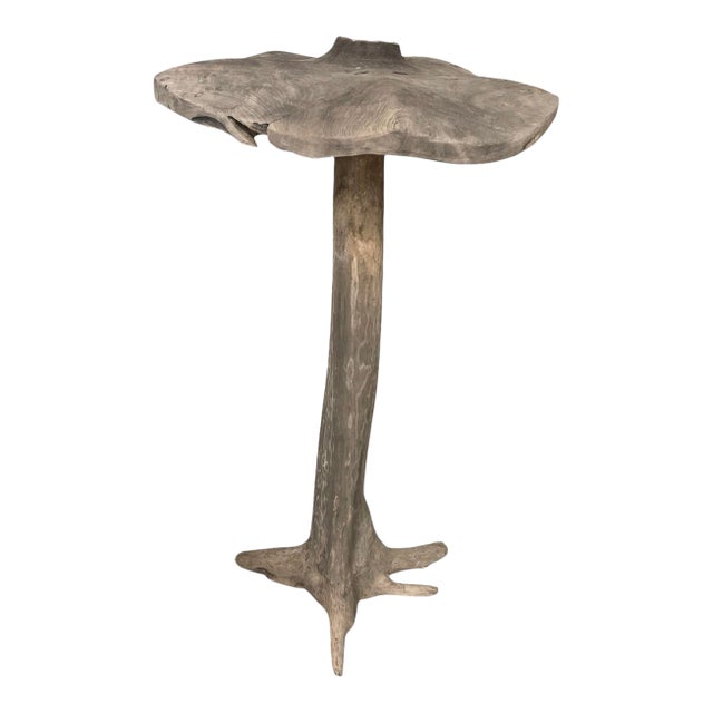 Mid-Century Hand-Carved Teakwood Mushroom Garden Sculpture For Sale