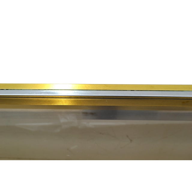 Metal Signed Willy Rizzo Two-Tier Chrome & Brass Console Table Smoked Glass Italy 60s For Sale - Image 7 of 10