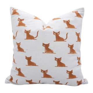 Fabdivine Handmade Block Print Halloween Pillow Cover Cat Design, Spooky Holiday Décor Size-14x36 For Sale