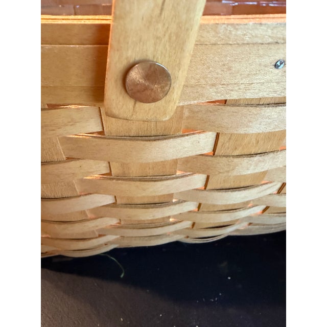 Farmhouse Vintage Longaberger Medium Market Basket With Protector For Sale - Image 3 of 8