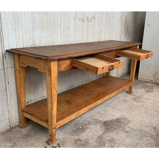 Early 20th Spanish Mobila Country Farm Table or Butcher Block For Sale In Miami - Image 6 of 10