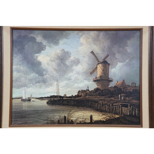 Late 20th Century Dutch Windmill Wijk Bij Duurstede Print on Canvas After Jacob Van Ruisdael 21", Framed For Sale - Image 10 of 12