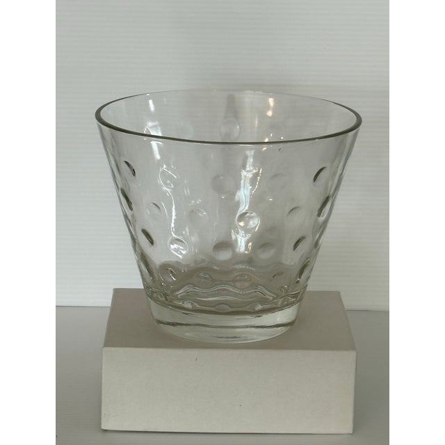 Mid 20th Century Hand-Blown Clear Art Glass Optic Bubble Bowl / Ice Bucket Style Cooler 5”t X 6”d For Sale - Image 4 of 12