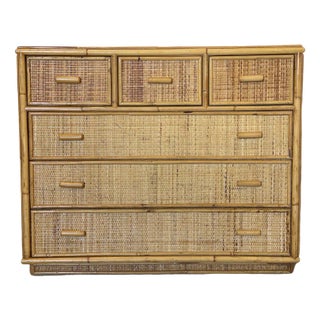 Bamboo & Wicker Chest of Drawers, 1970s For Sale