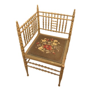 Late 19th Century Vintage Heywood Wakefield Faux Bamboo Gilded Victorian Corner Chair For Sale