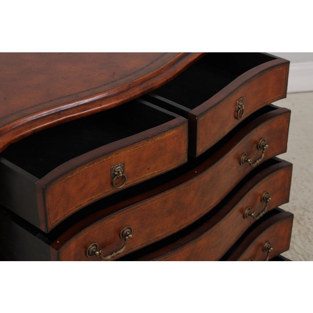 1990s Maitland Smith Leather Wrapped Bachelors Chest For Sale - Image 5 of 12