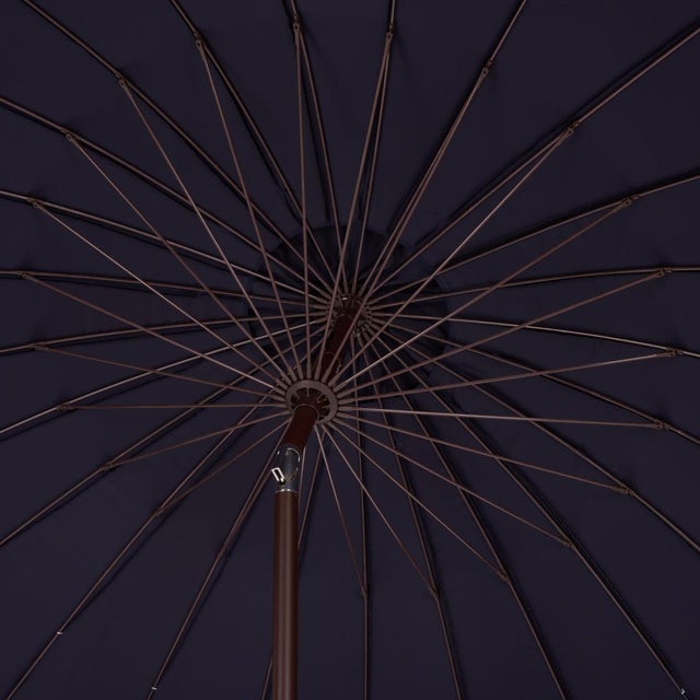 Spritely Home Panza 9 Ft Crank Umbrella, Navy/Brown Pole For Sale - Image 4 of 8