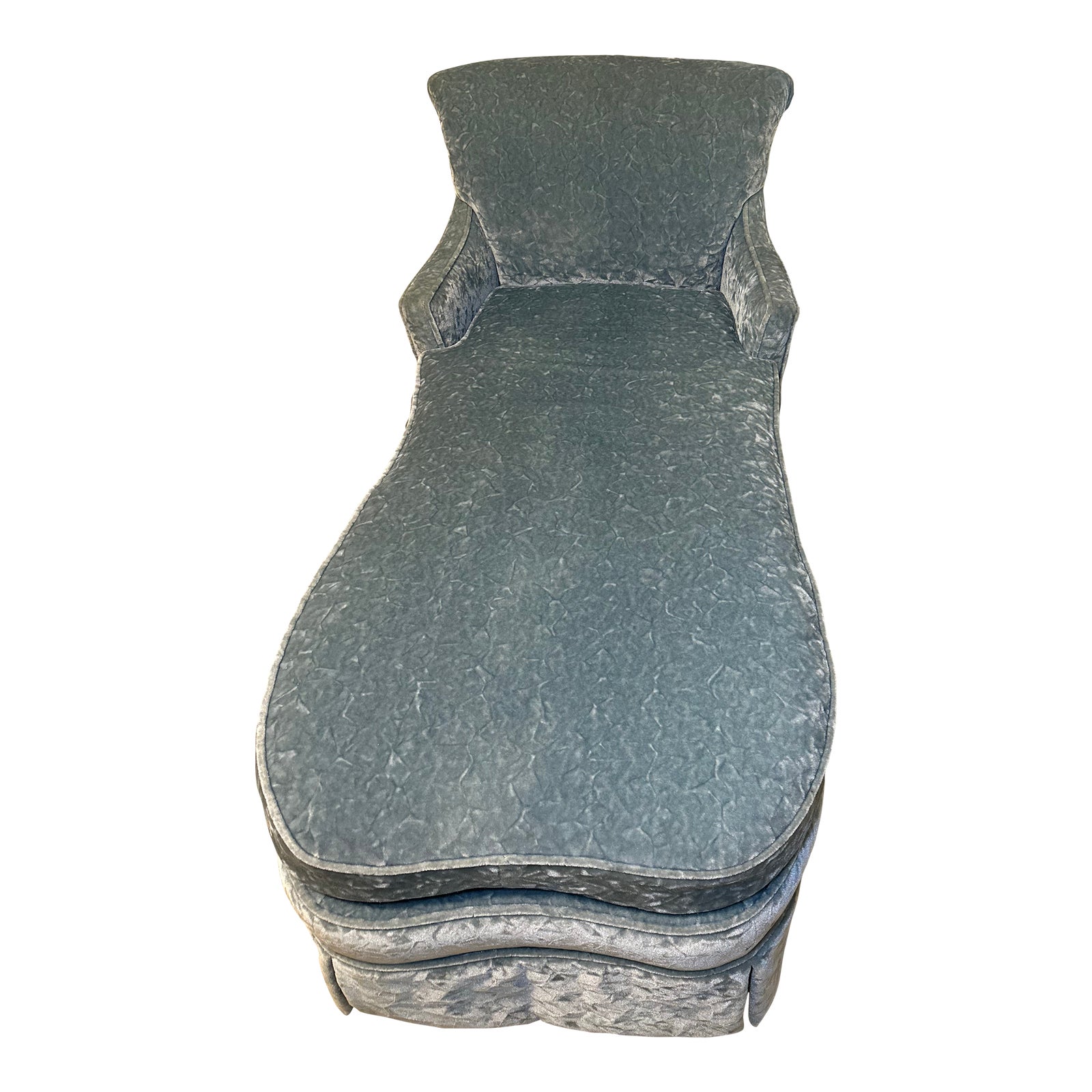 Vintage 1970s Blue Crushed Velvet Chaise Lounge Chairish