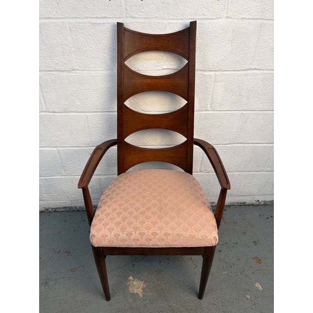 Brown Set of Six Mid-Century Upholstered Walnut Dining Chairs by Thomasville For Sale - Image 8 of 17