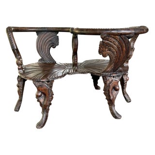 Mid 20th Century Italian Carved Grotto Bench For Sale