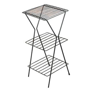 Mid Century Modern Plant Stand Metal Wrought Iron Vintage Outdoor Indoor 3 Tier For Sale