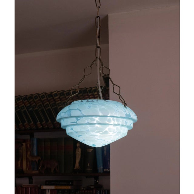 Italian Sea Blue Glass Pendant, 1960s For Sale - Image 4 of 12