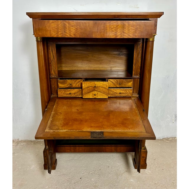 Large French Empire Walnut Secretaire, 1920 For Sale - Image 10 of 18