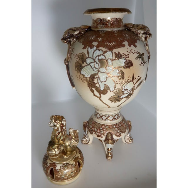 Antique Signed Japanese Satsuma Lidded Porcelain Censer, Meiji Period For Sale - Image 13 of 18